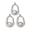 304 Stainless Steel Pendants, Peanut, with ABS Plastic Imitation Pearl, Stainless Steel Color, 25x15.5x4.5mm, Hole: 2mm