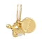 Brass White Enamel European Dangle Charms, Sea Turtle Disc Large Hole Pendants with ABS Plastic Imitation Pearl Round Beads, Real 18K Gold Plated, 18mm, Hole: 4.6mm
