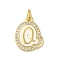 Brass Micro Pave Cubic Zirconia Pendants, Cadmium Free & Nickel Free & Lead Free, with Jump Rings, Real 18K Gold Plated, Letter Q, 18.5x14x2mm, Hole: 3.8mm