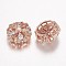 Brass Micro Pave Cubic Zirconia Pendants, Multi-strand Links, Flower, Nickel Free & Lead Free, Rose Gold, 16x17x10mm, Hole: 2.5x3mm