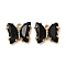 Brass with Glass Pendants, Cadmium Free & Nickel Free & Lead Free, Butterfly, Black, 10x12x4mm, Hole: 1.2mm