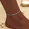 Flat Round Alloy Olivine Rhinestone Charm Anklets for Women, Silver, 8-1/4 inch(210mm)