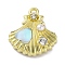 Alloy Rhinestone Pendants, with Resin and Plastic Pearl, Shell Shape, Golden, 18.5x17.5x5mm, Hole: 1.6mm