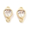 Brass Pave Clear Cubic Zirconia Connector Charms, Cadmium Free & Nickel Free & Lead Free, Heart Links, Real 18K Gold Plated, 8x5x2.5mm, Hole: 0.9mm