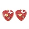 304 Stainless Steel Pendants, Heart with Butterfly, with Enamel, Rhinestone and Resin, Real 18K Gold Plated, 21x20x4.5mm, Hole: 1.5mm