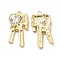 Glass Heart Key Pendants, with Light Gold Alloy Finding, Long-Lasting Plated, Cadmium Free & Lead Free, Clear, 28x15x5mm, Hole: 2mm