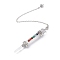 Natural Quartz Crystal Dowsing Pendulums, Bullet Charm, with Brass Chain & Lobster Claw Clasps, Natural Quartz Crystal Tip, Gemstone & Glass Cabochons, 272mm, Hole: 2mm