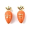 Brass Pendants, with Enamel, Long-Lasting Plated, Cadmium Free & Lead Free, Rack Plating, Real 18K Gold Plated, Carrot, 19x8.5mm, Hole: 1.6mm