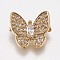 Brass Micro Pave Cubic Zirconia Links, Butterfly, Golden, Clear, 13x14.5x4mm, Hole: 1mm