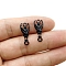 Alloy Connector Charms, Halloween Bat Links, Black, 21x9mm
