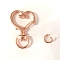 Heart Alloy Swivel Clasps, Lanyard Push Gate Snap Clasps, Rose Gold, 3.5x2.4x0.6cm, Hole: 9x5mm
