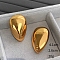 Teardrop Alloy Stud Earrings, Golden, 41x26mm