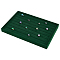 Velvet with Wood Jewelry Display Storage Plate, for Ring Earrings Bracelets Necklaces Display, Rectangle, Dark Green, 242x353x31.5mm