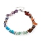 Chakra Jewelry, Chips Natural & Synthetic Gemstone Beads Bracelets, with Alloy Beads and 304 Stainless Steel Lobster Claw Clasps, Antique Silver & Platinum, 7-7/8 inch(20cm)