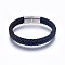 Microfiber Imitation Leather Braided Cord Bracelets, with Nylon and 304 Stainless Steel Magnetic Clasp, Rectangle, Stainless Steel Color, 8-5/8 inch(22cm), 12x6mm