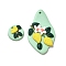 Handmade Polymer Clay Pendants Sets, Flat Round & Teardrop with Fruit & Flower, Aqua, 41.5x25x7mm, Hole: 2mm, 2pcs/set