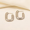 Irregular C Shape Stainless Steel Stud Earrings for Women, Real 18K Gold Plated