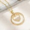 Brass Micro Pave Clear Cubic Zirconia Ring Pendant Necklaces, Real 18K Gold Plated, Heart, 16.93 inch(43cm)