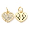 Brass with Cubic Zirconia Pendants, Long-Lasting Plated, Lead Free & Cadmium Free, Heart Charm, Real 18K Gold Plated, 10x10x2mm