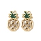 304 Stainless Steel Enamel Charms, with Rhinestone, Pineapple Charms, Ion Plating(IP), Real 18K Gold Plated, 13.5x7.5x2mm, Hole: 1x0.5mm