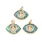 Brass Micro Pave Cubic Zirconia Pendants, with Synthetic Opal, Long-Lasting Plated, Lead Free & Cadmium Free, Eye with Virgin Mary Pattern, with Jump Rings, Real 18K Gold Plated, 15x19x3mm, Hole: 3mm