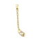 Brass Micro Pave Cubic Zirconia Pendants, Golf Club, Lead Free & Cadmium Free, Golden, 35.5x9x3.5mm, Hole: 4mm