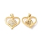 Brass Micro Pave Clear Cubic Zirconia Pendants, Cadmium Free & Lead Free, Heart Charms, Real 16K Gold Plated, 18x20x4mm, Hole: 4x3.5mm