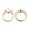 Alloy Pendants, with Glass, Cadmium Free & Lead Free, Flat Ring, Light Gold, Black, 35.5x30x3mm, Hole: 2mm