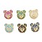 Brass Micro Pave Cubic Zirconia Slide Charms, Long-Lasting Plated, Bear, Golden, 13x13x6.5mm, Hole: 3.5x10mm