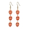 304 Stainless Steel Dangle Earrings, with Synthetic Turquoise, Skull, Dark Orange, For Halloween, Real 18K Gold Plated, 59x8.5mm