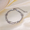304 Stainless Steel Snake Chain Bracelets for Women, with Round Beaded, Twist, Stainless Steel Color, 6-3/4 inch(17cm)