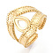 304 Stainless Steel Cuff Ring Components, Teardrop Pad Ring Setting, Ion Plating(IP), Real 18K Gold Plated, Tray: 8x5mm, 19.2mm, Inner Diameter: Adjustable