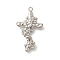 Alloy Pendants, Platinum Charms, Cross, 31x18x5mm, Hole: 1.5mm