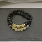 Natural Lava Rock & Frosted Stone Round Beads Stretch Bracelet Set Women, with Weathering Agate Beads