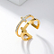 Stainless Steel Cross Open Cuff Rings, Golden, no size