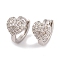 Rack Plating Brass Cubic Zirconia  Earrings, Cadmium Free & Lead Free, Long-Lasting Plated, Heart, Hoop Earrings, Platinum, 12x9mm