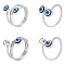 4Pcs 4 Style Resin Evil Eye Cuff Rings, 304 Stainless Steel Wire Wrap Jewelry for Women, Stainless Steel Color, US Size 10 1/4(19.9mm), 1Pc/style