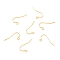 Brass Earring Hooks, with Horizontal Loop, Long-Lasting Plated, Real 18K Gold Plated, 11.5x22.5x0.7mm, Hole: 1.8mm, 21 Gauge, Pin: 0.7mm