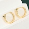 Brass Green Cubic Zirconia Hoop Earrings, Snake, Real 18K Gold Plated, 19.5x5.5x18mm