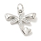Rack Plating Brass Micro Pave Clear Cubic Zirconia Pendants, Long-Lasting Plated, with Jump Rings, Lead Free & Cadmium Free, Dragonfly, Platinum, 15x17x2mm, Hole: 3mm