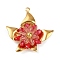 304 Stainless Steel Pendants, with Acrylic Beads, Flower, Golden, Cerise, 35x35.5x10mm, Hole: 1.8mm