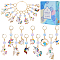 Unicorn Alloy Enamel Pendant Stitch Markers, Crackle Glass Link Crochet Leverback Hoop Charms, Locking Stitch Marker with Wine Glass Charm Ring, Mixed Color, 5~6.7cm, 10 style, 2pcs/style, 20pcs/box