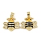 Brass Micro Pave Cubic Zirconia Pendants, Cadmium Free & Lead Free, with Enamel, Bees Charms, Real 18K Gold Plated, Black, 12.5x14.5x4.5mm, Hole: 4.5x2.5mm