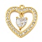 Rack Plating Brass Micro Pave Cubic Zirconia Pendants, with Glass, Lead Free & Cadmium Free, Long-Lasting Plated, Heart, Real 18K Gold Plated, 19.5x18x4.5mm, Hole: 1.2mm
