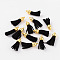 Suede Tassels, with CCB Plastic Findings, Nice for DIY Earring or Cell Phone Straps Making, Golden, Black, 38x10mm, Hole: 2mm