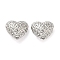 Brass Beads, Cadmium Free & Nickel Free & Lead Free, Textured, Heart, Real Platinum Plated, 10x11x7mm, Hole: 1.6mm