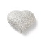 Rack Plating Brass Beads, Cadmium Free & Lead Free, Long-Lasting Plated, Heart, with Glitter, Platinum, 21.5x25x9.5mm, Hole: 3.5mm