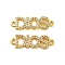 Rack Plating Brass Cubic Zirconia DIOS Links Connector Charms, Cadmium Free & Lead Free, Real 18K Gold Plated, 7x21x2mm, Hole: 1.4mm