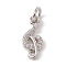 Brass Micro Pave Cubic Zirconia Charms, Cadmium Free & Lead Free, with Jump Rings, Music Note Charms, Platinum, 12.5x5.5x2mm, Hole: 2.7mm