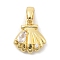 Rack Plating Leaf Brass Clear Cubic Zirconia Pendants, Cadmium Free & Nickel Free & Lead Free, Real 18K Gold Plated, Sea Animals Charms, Shell Shape, 13x12x5mm, Hole: 5mm